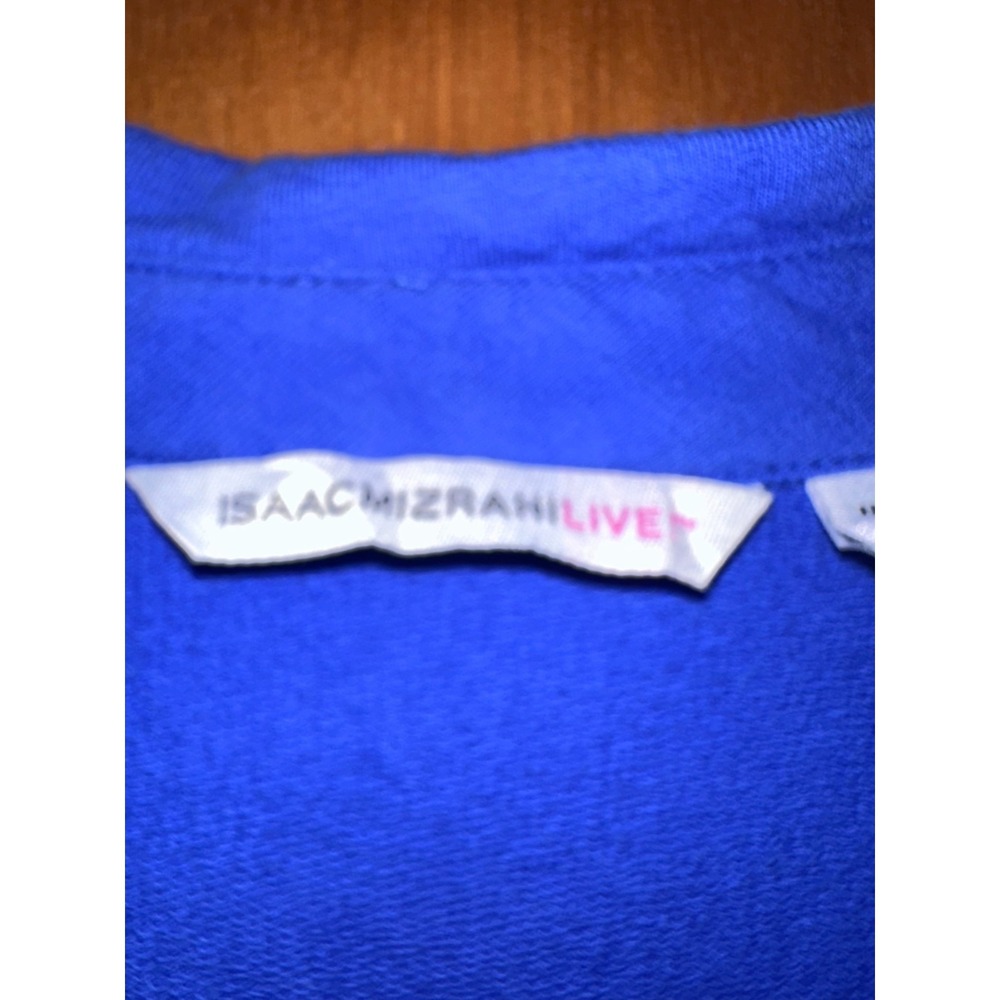 Isaac Mizrahi Live Blue French Terry Long Sleeve V-Neck Tunic Front Pockets M - Picture 3 of 5